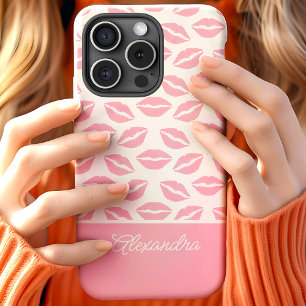 Niedlich Pink Lipstick Kisses Skriptname Case-Mate iPhone Hülle
