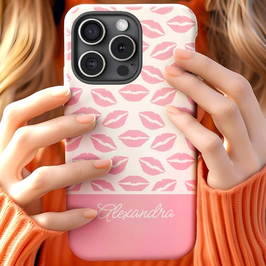 Niedlich Pink Lipstick Kisses Skriptname Case-Mate iPhone Hülle