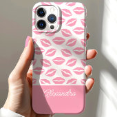 Niedlich Pink Lipstick Kisses Skriptname Case-Mate iPhone Hülle