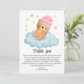 Niedlich Pink Little Bear Baby Dusche Dankeskarte (Stehend Vorderseite)