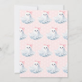 Niedlich Pink Little Boo Ghost Bow Baby Girl Dusch Einladung (Rückseite)