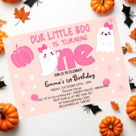 Niedlich Pink Little Boo Halloween Erster Geburtst Einladung