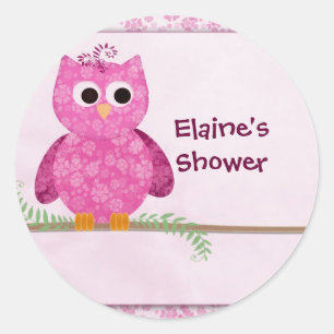 Niedlich Pink Little Owl Runder Aufkleber