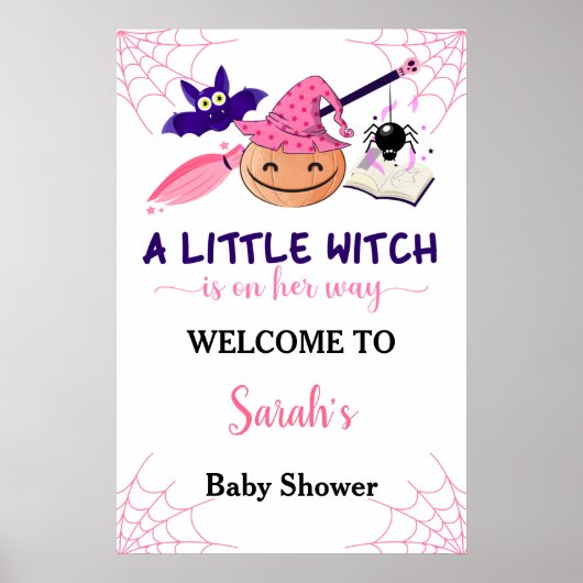 Niedlich Pink Little Pumpkin Baby Dusche Begrüßung Poster (Vorne)