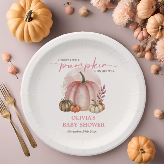 Niedlich Pink Little Pumpkin Girl Babydusche Pappteller