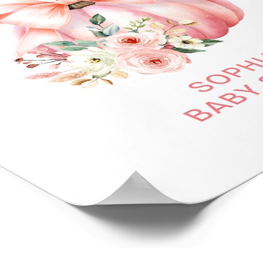 Niedlich Pink Little Pumpkins Kinderdusche Begrüßu Poster (Ecke)