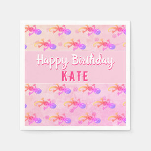 Niedlich Pink Lizard Gecko Girly Birthday Party Serviette