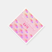 Niedlich Pink Lizard Gecko Girly Birthday Party Serviette (Ecke)