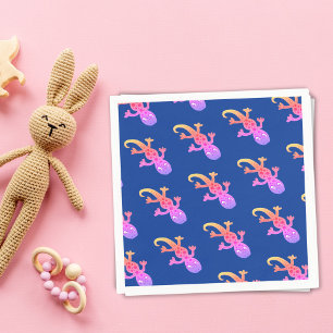 Niedlich Pink Lizard Gecko Muster Kindergeburtstag Serviette