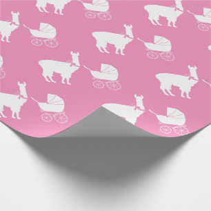 Niedlich Pink Llama Girl Babydusche Geschenkpapier