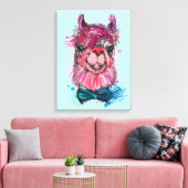 Niedlich Pink Llama Leinwanddruck (Insitu (Wohnzimmer))