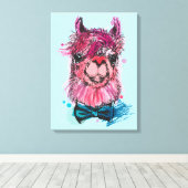 Niedlich Pink Llama Leinwanddruck (Insitu (Holzboden))