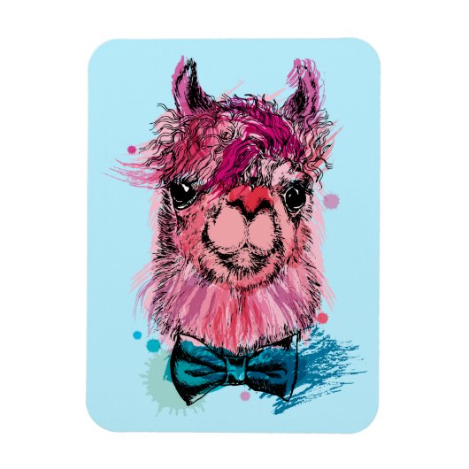 Niedlich Pink Llama Magnet (Vertikal)