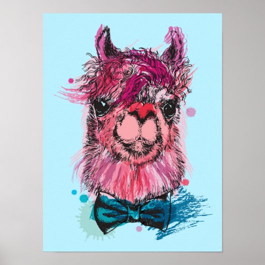 Niedlich Pink Llama Poster (Vorne)