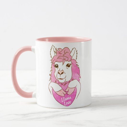 Niedlich Pink Llama Sketch Llama Liebe Tasse (Links)
