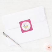 Niedlich Pink Love Birds Brautparty Square Sticker (Umschlag)