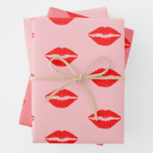 Niedlich Pink Luscious Red Lips Lipstick-Muster Geschenkpapier Set (Beispiel)