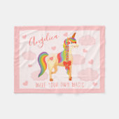 Niedlich Pink Magical Rainbow Unicorn in Wolken Fleecedecke (Vorderseite (Horizontal))