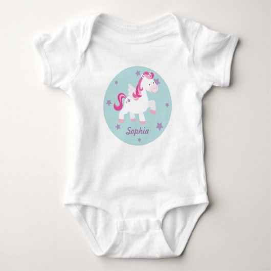 Niedlich Pink Magical Unicorn Baby Strampler (Vorderseite)