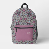 Niedlich-Pink-Mandala-Muster-Monogramm-Initialen Bedruckter Rucksack (Vorderseite)