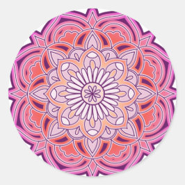 Niedlich Pink Mandala Runder Aufkleber