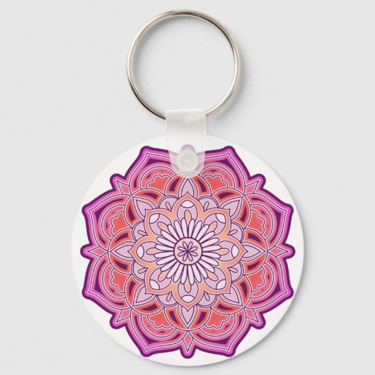 Niedlich Pink Mandala Schlüsselanhänger (Vorderseite)