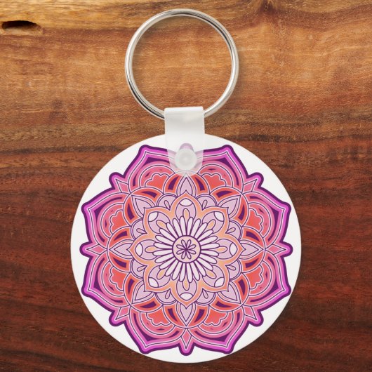 Niedlich Pink Mandala Schlüsselanhänger (Vorderseite)