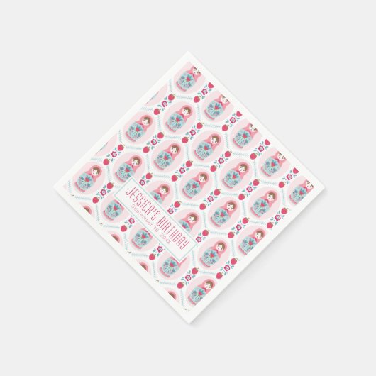 Niedlich Pink Matryoshka Nesting Doll Serviette (Ecke)