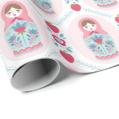 Niedlich Pink Matryoshka Nesting Doll Wrapping Pap Geschenkpapier (Rolleneckpunkt)