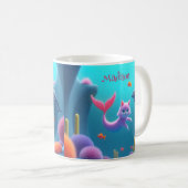Niedlich Pink Mermaid Kitten Kaffeetasse (VorderseiteRechts)