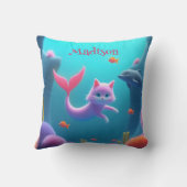 Niedlich Pink Mermaid Kitten Kissen (Rückseite)