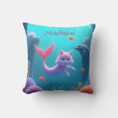 Niedlich Pink Mermaid Kitten Kissen (Vorderseite)