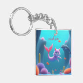Niedlich Pink Mermaid Kitten Schlüsselanhänger (Vorderseite links)