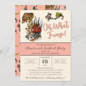 Niedlich Pink Merry Mushroom Weihnachtsfeier Einladung (Vorne/Hinten)