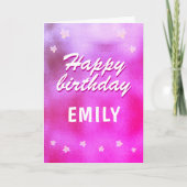 Niedlich Pink Metallic Foil Star Girly Geburtstag Karte (Vorderseite)