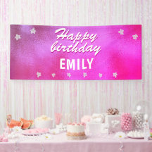 Niedlich Pink Metallic Star Girly Happy Birthday