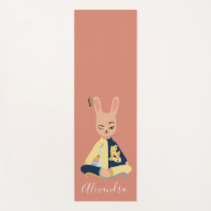 Niedlich Pink Mindfulness Bunny Rabbit Yogi Kinder Yogamatte