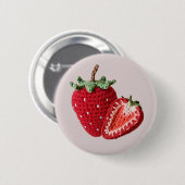 Niedlich Pink Minimal Granny Chic Crochet Strawber Button (Vorne & Hinten)