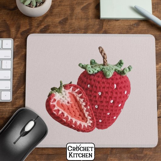 Niedlich Pink Minimal Granny Chic Crochet Strawber Mousepad