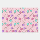 Niedlich Pink Mint Lila Lollipops Kleines Mädchen Geschenkpapier Set (Vorderseite)