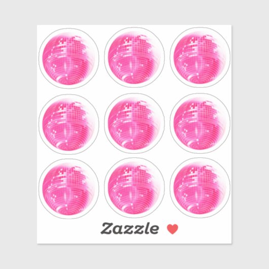 Niedlich Pink Mirror ball 9 Sticker Set (Blatt)