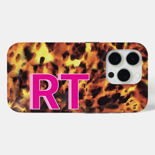 Niedlich Pink Mit Monogramm Tortoiseshell Case-Mate iPhone Hülle (Rückseite (Horizontal))