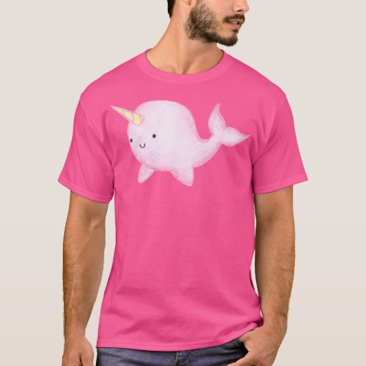 Niedlich Pink Narwhal T-Shirt (Vorderseite)