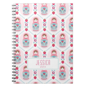 Niedlich Pink Nesting Doll Spiral Foto Notebook Notizblock