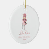 Niedlich Pink Nutcracker Baby's First Christmas Keramik Ornament (Rechts)