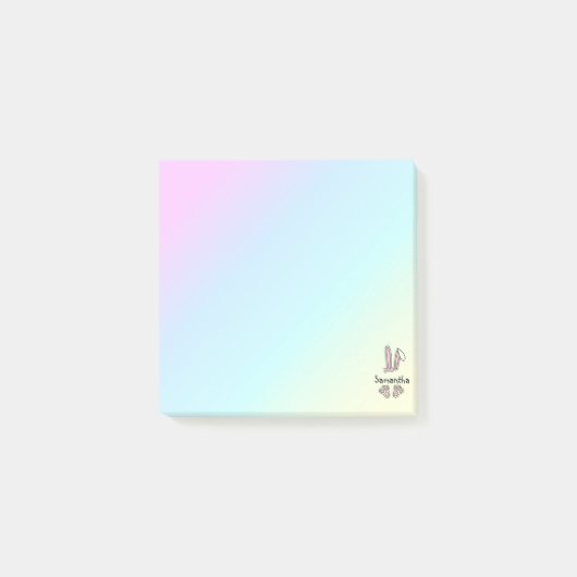 Niedlich Pink Oaster Bunny Monogram Post-it Klebezettel (Vorderseite)
