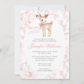 Niedlich Pink Oh Deh mit Bow Floral Baby Girl Dusc Einladung (Vorderseite)