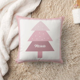 Niedlich Pink Ombre Weihnachtsbaum Mit Monogramm Kissen
