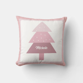Niedlich Pink Ombre Weihnachtsbaum Mit Monogramm Kissen