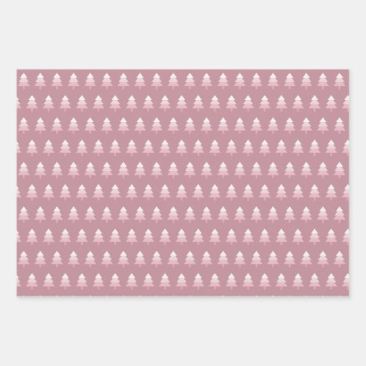 Niedlich Pink Ombre Weihnachtsbaummuster Geschenkpapier Set (Vorderseite 3)